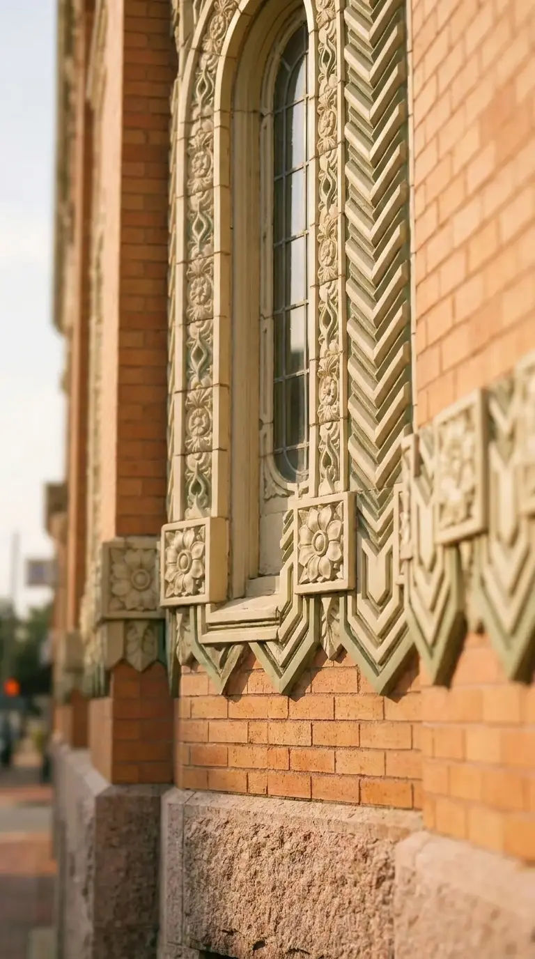 Historic brick building detail in downtown Hendersonville Village