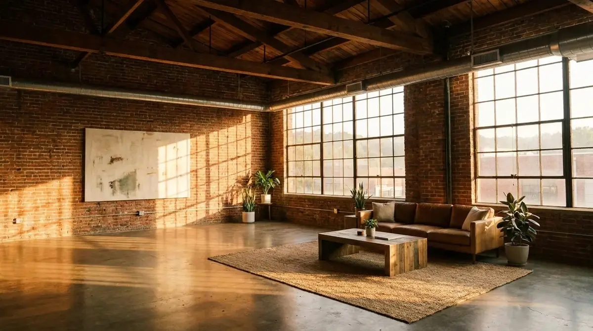 Converted brick mill warehouse space near Hendersonville