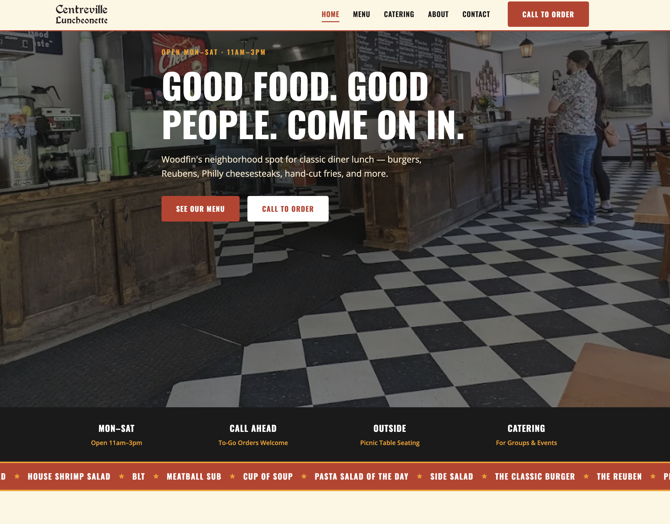 Centreville Luncheonette website screenshot