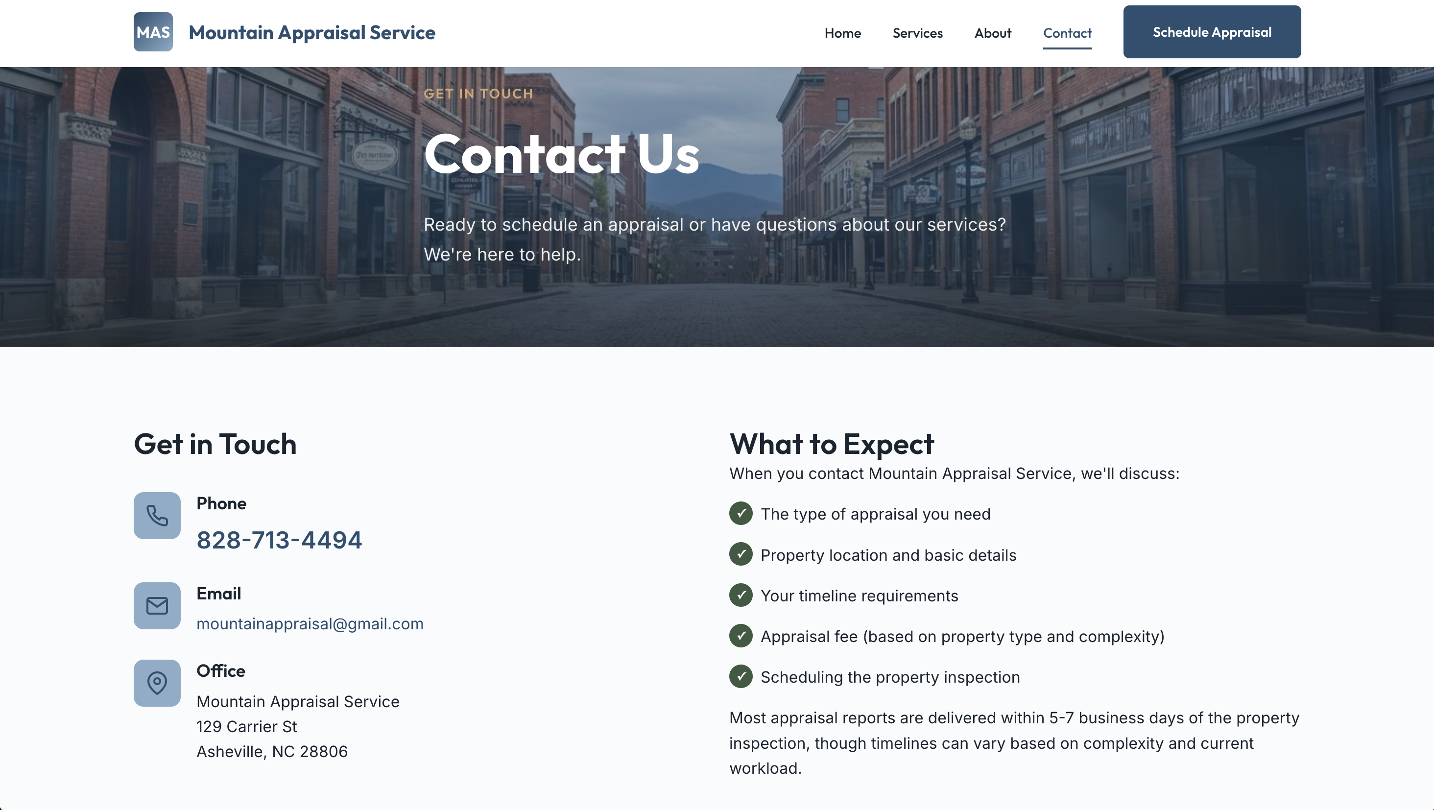 Mountain Appraisal Service website screenshot